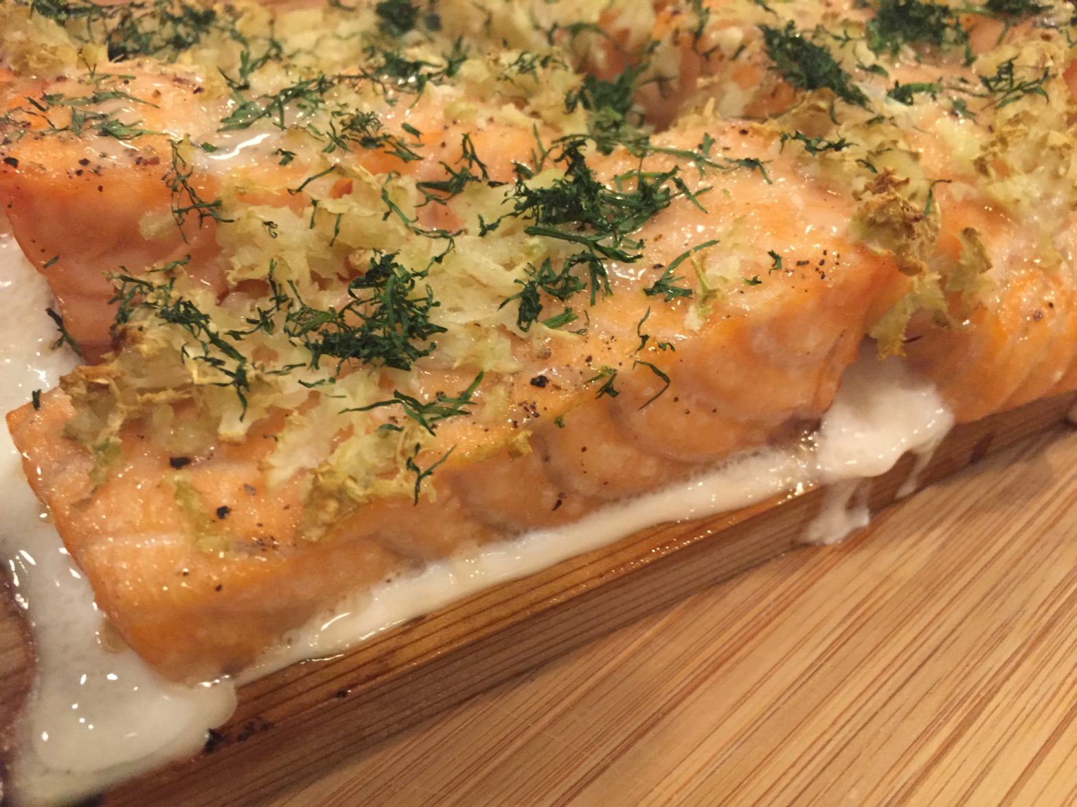 Zalm met Venkel en Dille op Cederplank