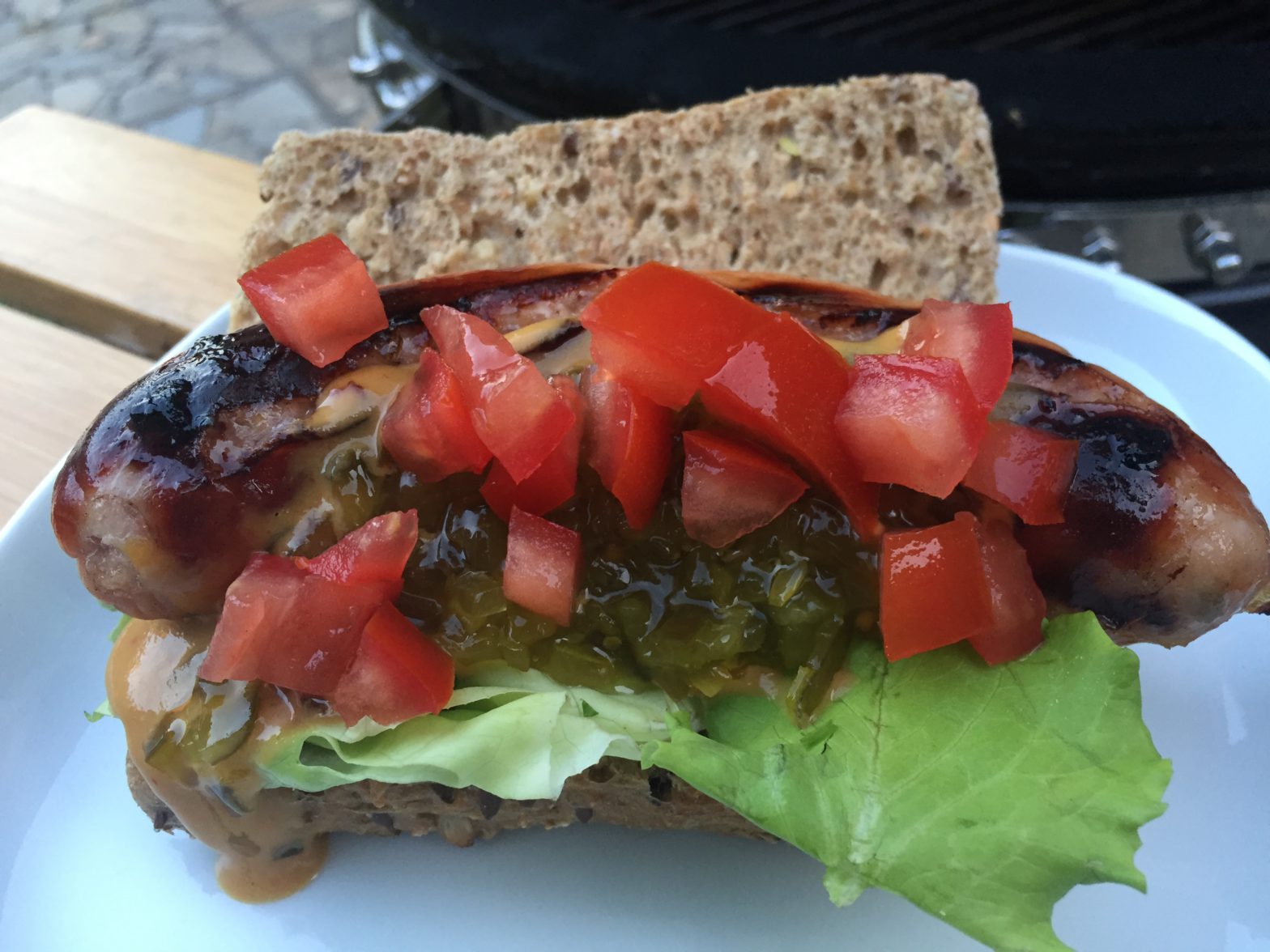 Gerookte Boudin met Carolina Mustard en Sweet pickles
